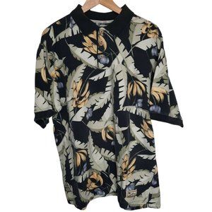 Tommy Bahama Marlin Mens Short Sleeve Polo Shirt Size Large Tropical Banana Leaf